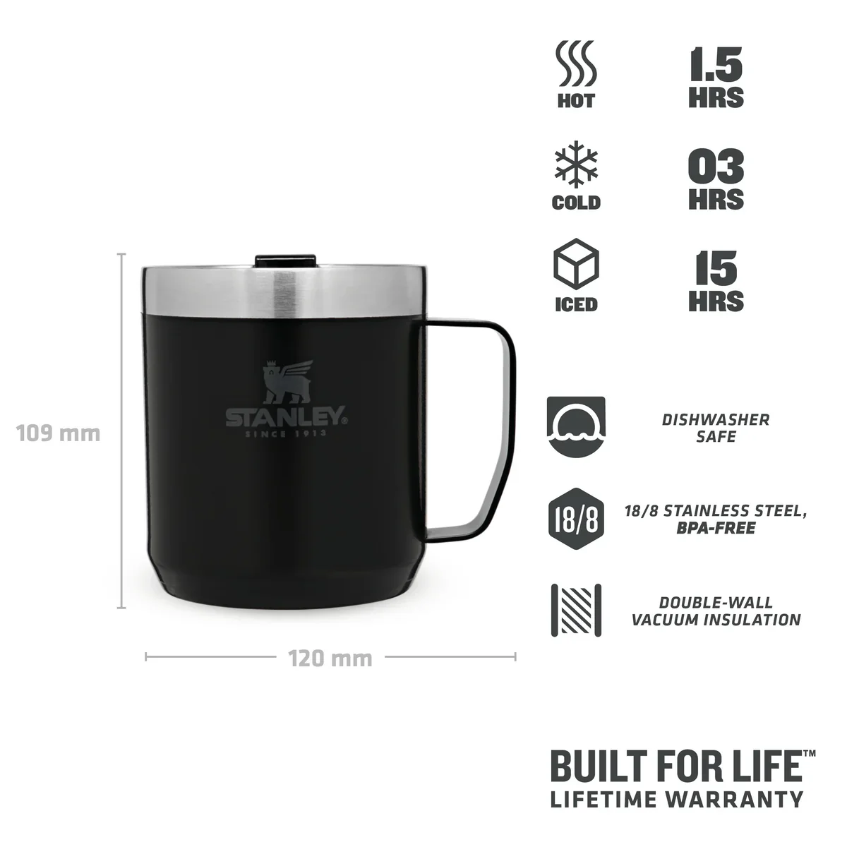Stanley Legendary Stay Hot Camp Mug 0.35L Matte Black Pebble - Image 3