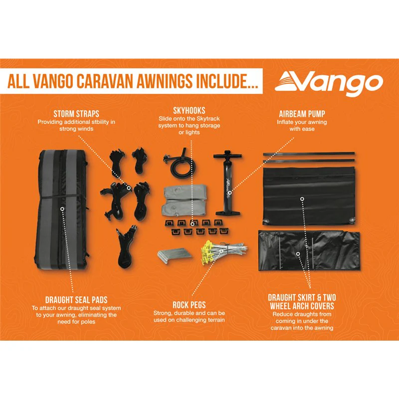 Vango Riviera Air Awning 390 Elements TC Package With Free Tall Annex Elements TC - Riviera, Caravan Awning Side Canopy and    CP225 - Breathable Fitted Carpet - Riviera 390 - Image 5