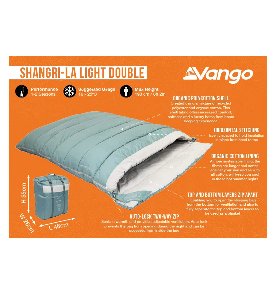 Vango Shangri-La Light Double Sleeping Bag - Image 2